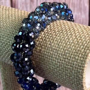 White House Black Market Midnight AB Blue & beads Bracelet NWT